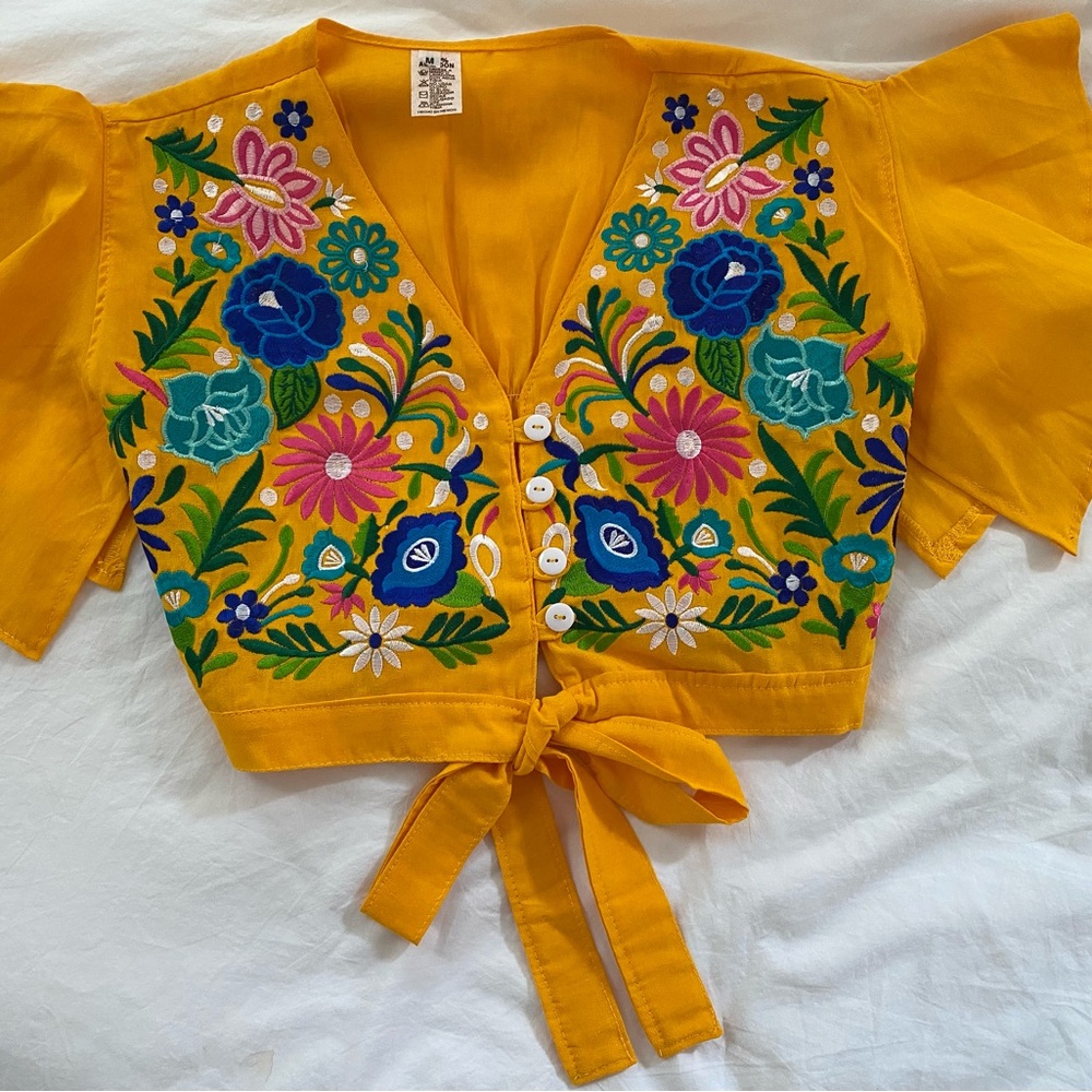 Yellow Embroidered Mexican Set
